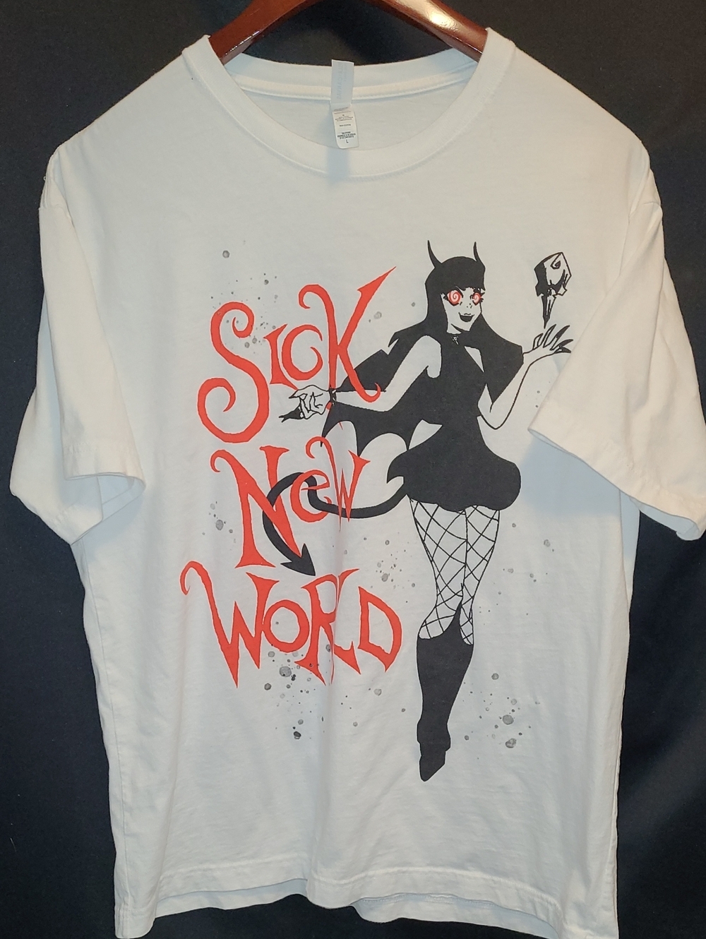 Sick New World Graphic Tee - White with Black & Red Print